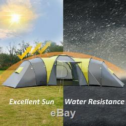 Huge Camping Tent 9 Person Big Awning Large Outdoor Family Vacation Summer Camp