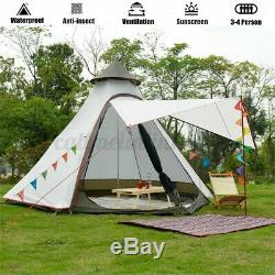 Huge Waterproof Lightweight Double-Layer Family Indian Style Teepee Camping Tent