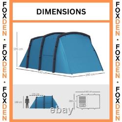 Inflatable 3-4 Man Tunnel Tent with Air Pump, Living Area & Vestibule for Camping