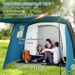 Inflatable 3-4 Man Tunnel Tent with Air Pump, Living Area & Vestibule for Camping