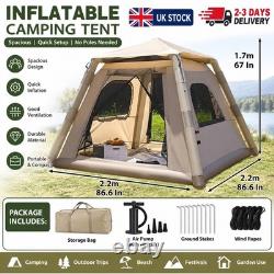 Inflatable Air Tent 2.2M x 2.2M Camping Shelter Quick Setup Family Tent with pump