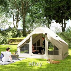 Inflatable Camping Tent with Pump, 2-4 Person Glamping Tent