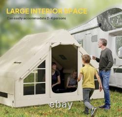 Inflatable Camping Tent with Pump, 2-4 Person Glamping Tent