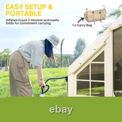 Inflatable Camping Tent with Pump, 2-4 Person Glamping Tent