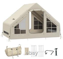 Inflatable Camping Tent with Pump, 2-4 Person Glamping Tent
