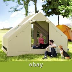 Inflatable Camping Tent with Pump, 2-4 Person Glamping Tent