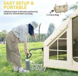 Inflatable Camping Tent with Pump, 2-4 Person Glamping Tent
