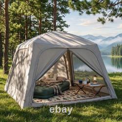 Inflatable Camping Tent with Pump, 4-6 Person Glamping Tent Easy Setup Waterproof