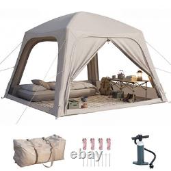 Inflatable Camping Tent with Pump, 4-6 Person Glamping Tent Easy Setup Waterproof