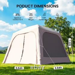 Inflatable Camping Tent with Pump, 4-6 Person Glamping Tent Easy Setup Waterproof