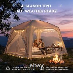 Inflatable Camping Tent with Pump, 4-6 Person Glamping Tent Easy Setup Waterproof
