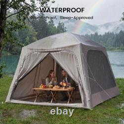 Inflatable Camping Tent with Pump, 4-6 Person Glamping Tent Easy Setup Waterproof