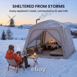 Inflatable Camping Tent with Pump, 4-6 Person Glamping Tent Easy Setup Waterproof