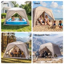 Inflatable Camping Tent with Pump, 4-6 Person Glamping Tent Easy Setup Waterproof