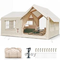 Inflatable Tent 12-14 Pers, Large Blow Up Glamping Tent with Hand Pump, Easy Setup