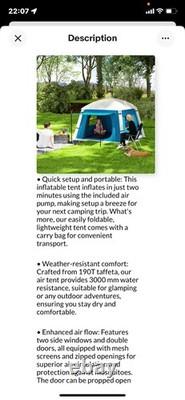 Inflatable Tent 2 man