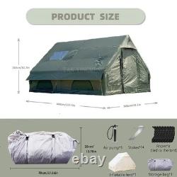 Inflatable Tent XL Luxury Glamping Tent Camping Outdoor Windows Large Army Green