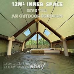 Inflatable Tent XL Luxury Glamping Tent Camping Outdoor Windows Large Army Green