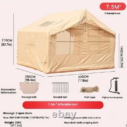 Inflatable Tent for Camping 6-8 Person 7.5m2 with Hand Pump Windows Beige