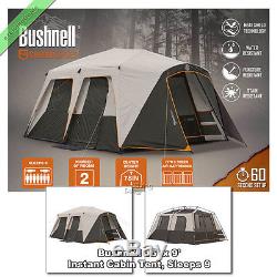 Instant Cabin Tent Bushnell 9 Person 15'x9' Outdoor Large Family Camping Shelter