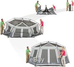 Instant Hexagon Cabin Tent Large Windows Ventilation Eight Campers Comfortable