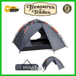 Instant Pop Up Camping Tent 3 Person, Waterproof 3-Layer All Seasons Outdoor