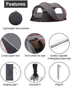 Instant Pop Up Camping Tent 4-5 Person Tents Automatic Set Up Tent in 3 Seconds