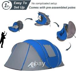 Instant Setup 4-Season Family Tent 6 Person Waterproof Pop Up with Ventilation