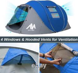 Instant Setup 4-Season Family Tent 6 Person Waterproof Pop Up with Ventilation