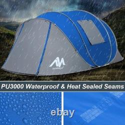 Instant Setup 4-Season Family Tent 6 Person Waterproof Pop Up with Ventilation