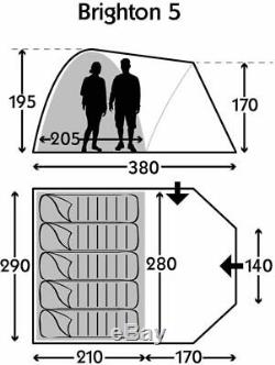 Kampa Brighton 5 Man Tent Grey 2019 Model