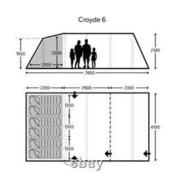 Kampa Croyde 6 Air Tent with Footprint, Tent Carpet and pump