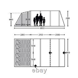 Kampa Hayling 6 Poled Tent Grey/Black Family Tent