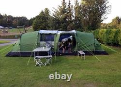 Kampa Watergate 8 Green 8 Person Tunnel Tent with Sun Canopy & Carpet