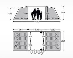 Kampa Watergate 8 Green 8 Person Tunnel Tent with Sun Canopy & Carpet