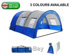LARGE 6 MAN TENT Tunnel Waterproof Family, Camping, Travel, Festival UK NEW