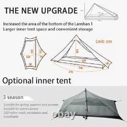 LanShan 1Person Man Ultralight Tent 3seasons 15D Backpacking Hiking Wild Camping