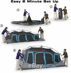 Large 10-Person Instant Cabin Tent Dark Rest Blackout Windows Outdoor Camping