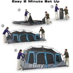 Large 10-Person Instant Cabin Tent Dark Rest Blackout Windows Outdoor Camping