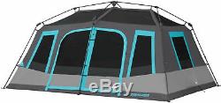 Large 10-Person Instant Cabin Tent Dark Rest Blackout Windows Outdoor Camping