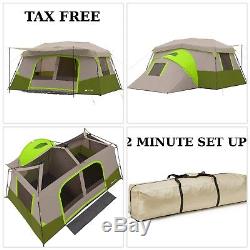 Large 11 Person Camping Tent Instant Pop Up Outdoor Cabin 3 Room Shelter Family