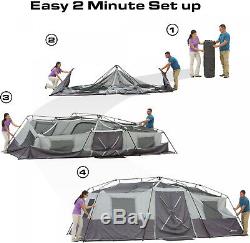 Large 12-Person Instant Cabin Tent, Big Sun Canopy Windows Porch Outdoor Camping