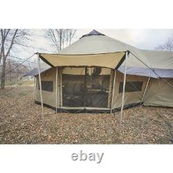 Large 14' Base Camp Outfitter Tent Bundle with Wood Stove, Awnings, & Stove Jack