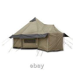 Large 14' Base Camp Outfitter Tent Bundle with Wood Stove, Awnings, & Stove Jack