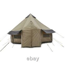 Large 14' Base Camp Outfitter Tent Bundle with Wood Stove, Awnings, & Stove Jack