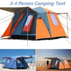 Large 3-4 Person Pop up Tunnel Tent Waterproof Camping Fishing Beach Shelter