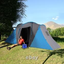 Large 4-6 Man Tunnel Camping Tent with 2 Bedrooms Blue