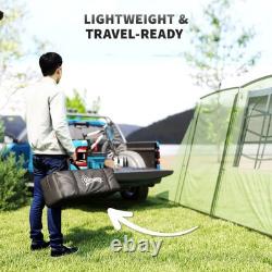 Large 4 Man Tunnel Family Camping Tent with Porch & Inner Bedroom 3000mm