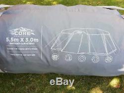 Large 5.5m x 3m Campvalley Core 12 Person Instant Cabin Tent Erect In Minutes