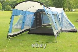 Large 6-Berth Tunnel Tent by Outwell Utah 6 with Porch and Sun Canopy, Excellent